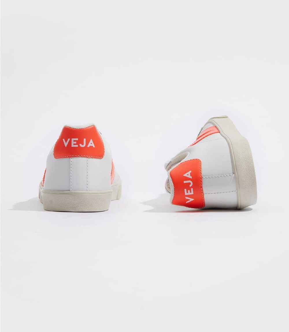 Veja Sneakers Dam - Esplar Läder - Vita/Orange - 680159-KVN